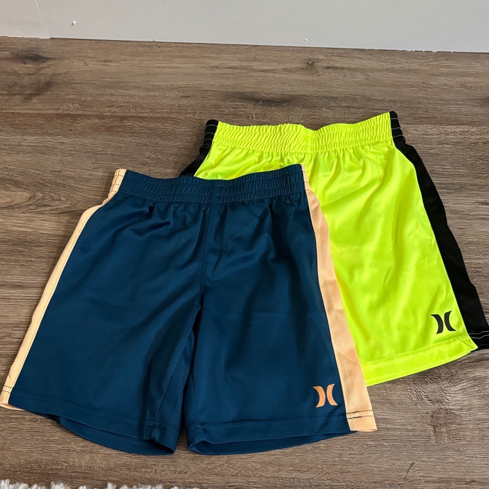 Hurley Kids' Shorts - Navy and Neon Yellow